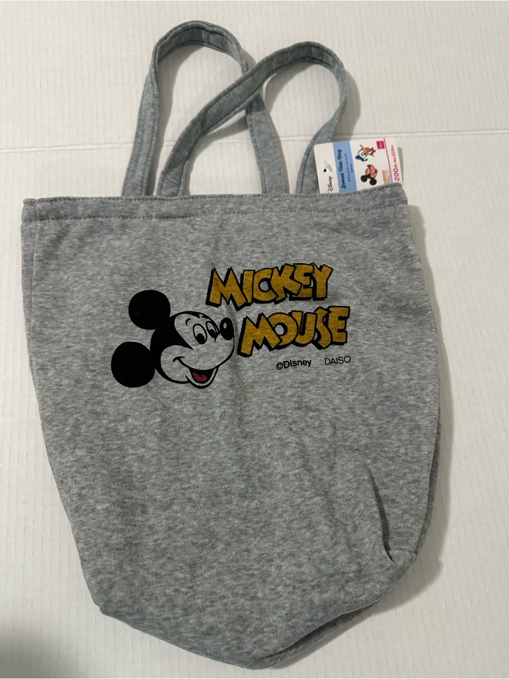 Disney Gray Tote with Mickey Mouse Graphic and Yellow Logo